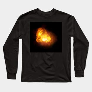 Fiery bomb explosion, orange color with sparks and smoke Long Sleeve T-Shirt